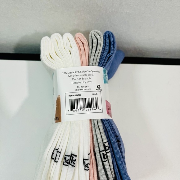 NEW K BELL Women's Modal Roll Top Crew Socks, 5.5-10 Shoe Size, 6 Pairs - Picture 4 of 5